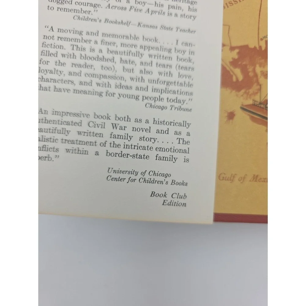 Vintage 1964 Across Five Aprils - Irene Hunt- Book Club Edition HC Dust Jacket